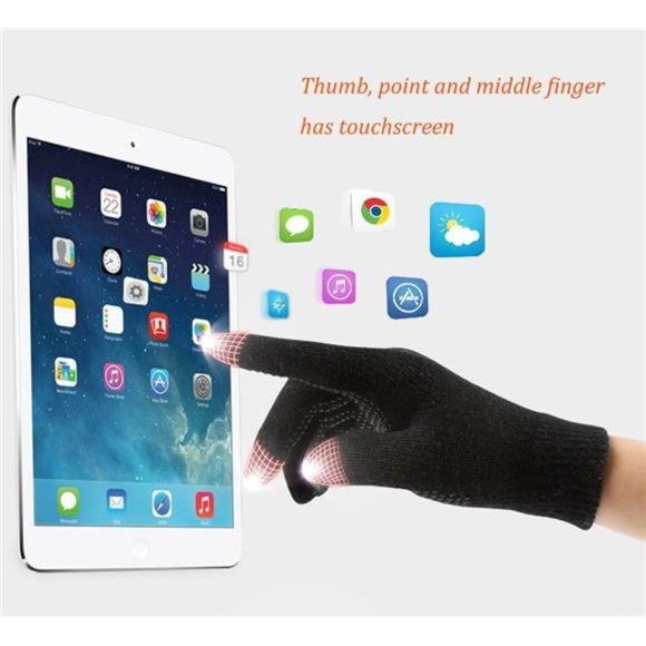 Winter Hat Scarf Gloves Slouchy Beanie Snow Knit Skull Cap Touch Screen Mittens - Picture 5 of 6